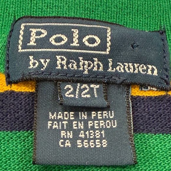 Vtg Polo Ralph Lauren Boy 2T LS Rugby Stripes Pima Cotton Shirt Y2K 90s Preppy - Picture 5 of 8